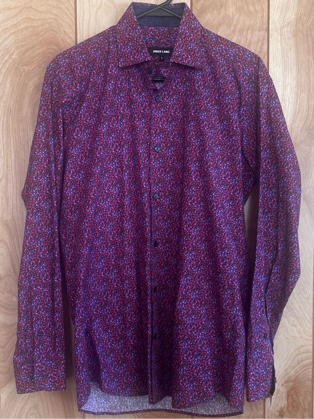 Jared Lang Burgundy Multi-Color Microprint Button-Down Shirt